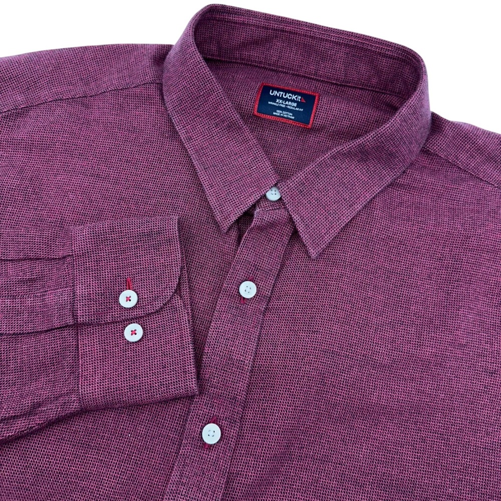 UNTUCKit Veneto Blackberry WF Mens‎ 2 XLG Reg Fit Long Sleeve Button Down Shirt